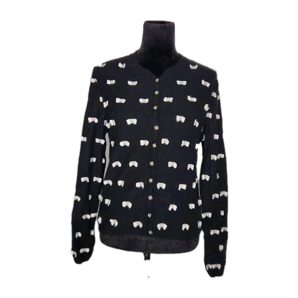 John Galliano Vtg 99 Black Knit Wool Angora Blend Top & Cardigan Set Size Large